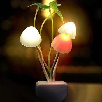 k b associates Mushroom Shape Automatic Sensor Light for Home Decor (White and Black)