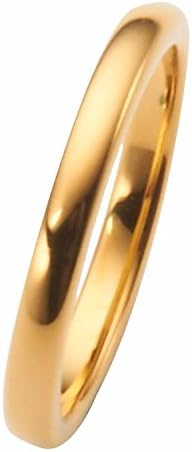 MJ Metals JewelryGold Plated Tungsten Carbide Wedding Band Classic Half Dome. 2mm-10mm Widths Available. Some Rings Feature a Single Cubic Zirconia.