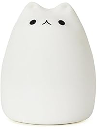 GoLine Cat LED Baby Kids Night Light, Cute Multicolor Silicone Soft Kitty Nursery Lamp for Children Toddler Boys Girls, Tap Control, White & 7-Color Breathing 2 Light Modes, 12H Portable Use.(NL003)