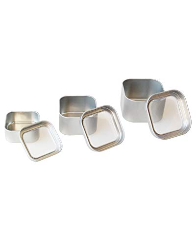 18-Pack Empty Square Silver Metal Tins with Clear Window for Candle Making, Candies, Gifts & Treasures, Mixed Sizes - Thumbnail 2