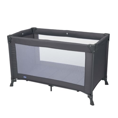 Chicco Good Night Babyreisebett fuer Babys und Kleinkinder von der Geburt bis zu 15 kg, faltbar und kompakt, Reisebett mit Mesh-Fenster und Reisetasche, Grau