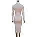 Laiyuan Women Winter Turtleneck Bodycon Dresses - Long Sleeve Solid Midi Sexy Club Dress White