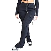 Molisry Women's Flare Cargo Sweatpants Casual High Waisted Split Stacked Leggings Workout Joggers with Pockets