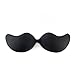 Huluwa Women Bra Reusable Self Adhesive Silicone Bra Invisible Push-up Bras, Ultra-thin Breathable, Deep V Gathers, Tighten Breast, No Trace, Black, D