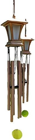 New Set of 2 Wind Chimes, Solar Powered Antique Like Lanterns with LED Lights for a Soft Decorative Glow in Your Garden Front Yard Backyard Patio Porch or Landscape. 5 Aluminum Tubes Add Soft Tones. Enhances Your Outdoor Décor. Battery Included.