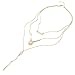 KISSPAT Triple Layered Necklace Bar Charm Chain With Real Nature Rose Quartz Gemstones