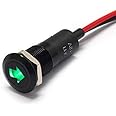 Alpinetech PLB12MS 12mm 1/2" 12V LED Metal Signal Indicator Pilot Dash Light (Single Arrow (Green))