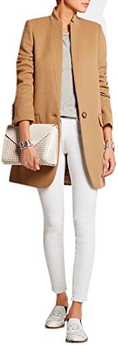 Women's Simple Stand Collar Slim Fit Blazer Woolen Jacket Coat