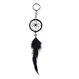 Whitelotous Black Dream Catcher Keychain Handmade Handcraft Feather Keyring