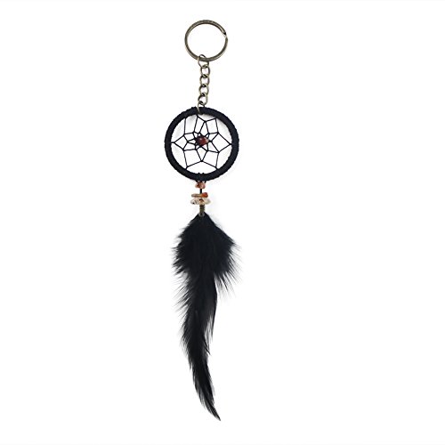Whitelotous Black Dream Catcher Keychain Handmade Handcraft Feather Keyring