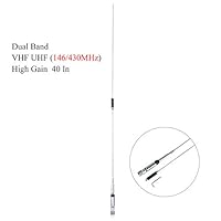 Mobile Antenna VHF UHF (146/430MHz) Dual Band Radio Antenna 40 Inch High Gain PL-259 Connector for Socotran ST-980Plus Mobile Radio