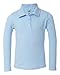 French Toast School Uniform Girls Long Sleeve Polo Interlock with Picot Collar, Blue, Medium (7/8)