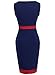 WOOSEA Women's Sleeveless Voguish Colorblock Stripe Cocktail Party Pencil Dress (Large, Navy Blue)