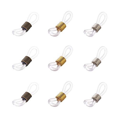 Pandahall 20pcs Adjustable Eyeglass Holders Chain Strap Holder Clear Silicone Rubber Loop Coil Ends Beaded Jewelry Findings 24x7mm Mixed