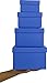 Cypress Lane Square Rigid Gift Boxes, a Nested Set of 4, 3.5x3.5x2 to 6x6x4 inches (Blue)