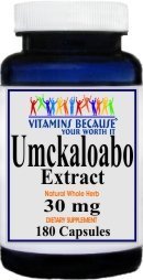 Umckaloabo Extract 30mg 180 Capsules - Cold/Respiratory/Immune System (2 Bottles)