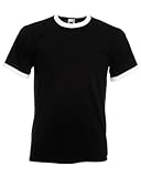 Fruit Of The Loom Mens Ringer Short Sleeve T-Shirt (XL) (Black/White)