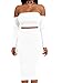 Doramode Women's Sexy Off Shoulder Long Sleeves Back Lace up Crop Top Midi Pencil Bodycon 2 Pieces Set Club Dress