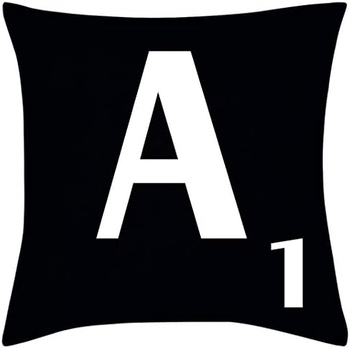 HuntaDeal Alphabet Fabric Cover Print Gift Pillow Case Home Sofa Decor 18 Inch A to Z (Black Fabric, Letter A)