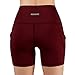 ODODOS High Waist Out Pocket Yoga Short Tummy Control Workout Running Athletic Non See-Through Yoga Shorts,Wine,Mediumthumb 4