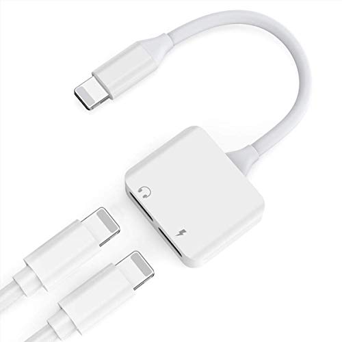 Headphone Adapter for iPhone X Adapter AUX Audio Jack Charge Adapter Car Charger Dual Earphone Cable Converter Compatible for iPhone X/7 Plus /8/8P [Audio+Charge+Call+Volume Control ] Support All iOS