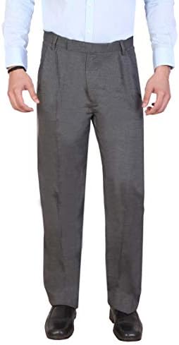 Particle Formal Trousers for Men - Formal Pants for Men Regular Fit - Trousers with Pleats for Men – Grasmi Fabric - Grey (Waist Size 32 – 44) 39TRGREPL