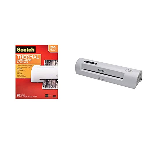 Scotch Thermal Laminating Pouches, 8.9 X 11.4Inches, 3 Mil Thick, 200Pack, Clear (TP3854200