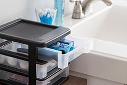 IRIS USA Plastic Stacking Desk Top 3-Drawer Storage