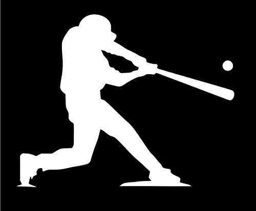 Baseball Player at Bat Decal Sticker Vinyl Graphics for Cars Trucks SUV Motorcycles Windows|White|5.5 X 5 inch|URI004