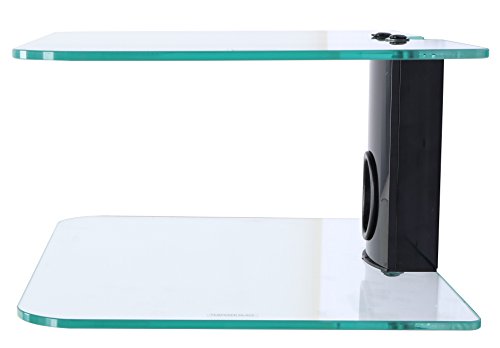 DVD Wall Mount and DVD Wall Bracket with Black Column and 2 x Clear Floating Shelves with Strengthened Tempered Clear Glass for DVD Players/Cable Boxes/Games Consoles/TV Accessories - Thumbnail 2