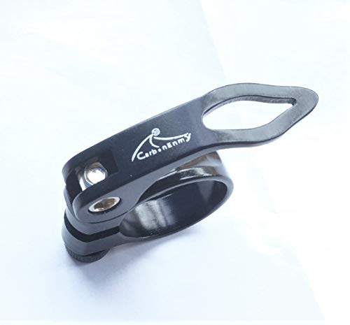 Aluminium bicycle seat clamp complete with quick release saddle clamp 34.9 mm CarbonEnmy, black