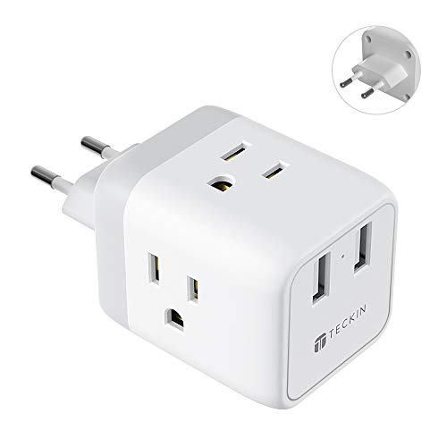 European Travel Plug Adapter,TECKIN Power Adapter with 3 American