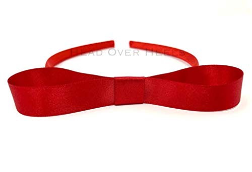 Fascia Per Capelli Rossa Con Doppio Fiocco, Nastro Gros-Grain, Alice Band, Teen/Donna