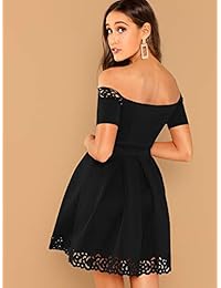 Verdusa vestido de patinador de corte láser con hombros descubiertos para mujer