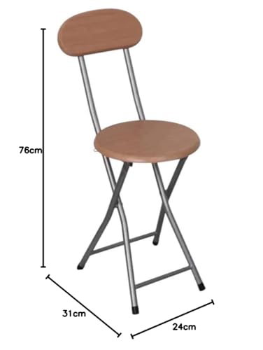 MOMENT Portable Wooden Folding Chair with Backrest, Steel Tube Bracket 330lbs, Foldable Prayer Chairs Round Seat Stool for Adults, Camping, Picnics, Prayer, Masjid, Indoor and Outdoor, Brown