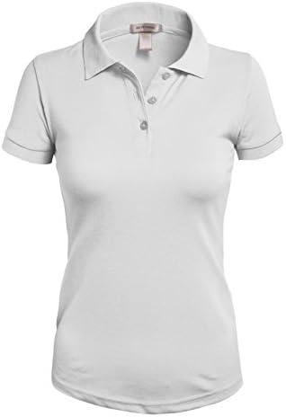 REVENINE Women's Junior Daily 3 Button Polo Tee Shirt (Plus Size Available) XXX-Large White