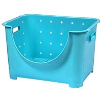 Basicwise Stackable Plastic Storage Container Stacking Bins, Blue