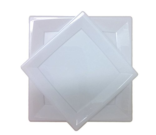 White Square Plates Elegant And Disposable - Pack Of 32- Includes 16 10 Inch And 16 8 Inch Premium Quality Plates