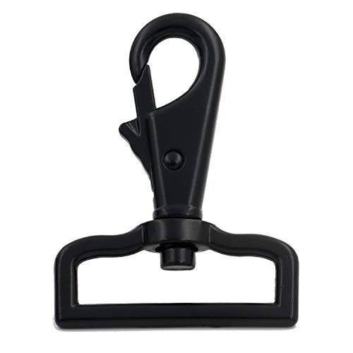 BIKICOCO 1-1/2\'\' Swivel Trigger Tilt & Bump Thumb Knob Bolt Snap Hook Lobster Claw Clasp Spring Loaded Clip, Bow-Shape-Ring Ended, Black - Pack of 4