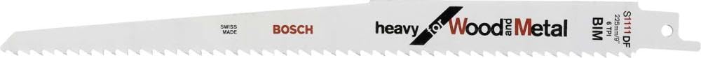 Bosch Professional 5 pieces Sabre Saw Blade S 1111 DF Heavy for Wood and Metal (Length 225 mm, sabre saw accessories)