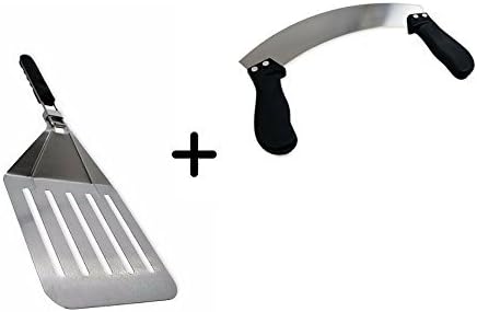 Premium Quality Stainless Steel Pizza set with Pizza Rocker Knife - Folding pizza peel - Durable &amp; dishwasher safe - Professional pizza tools - Commercial grade slicer.