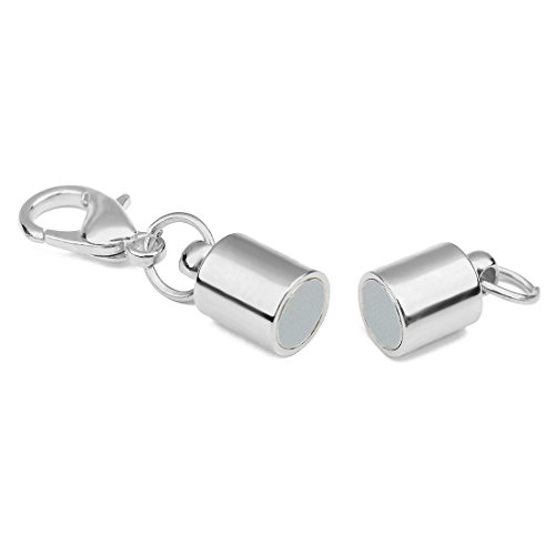 Linsoir Beads 10 Sets Smooth Tube Easy Magnetic Clasp Converters Strong Lobster Closure Necklace Silver Plated - Thumbnail 3