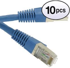 GOWOS Cat7 (SSTP) Shielded Ethernet Cable (10-Pack - 25 Feet) Blue - Booted 600Mhz