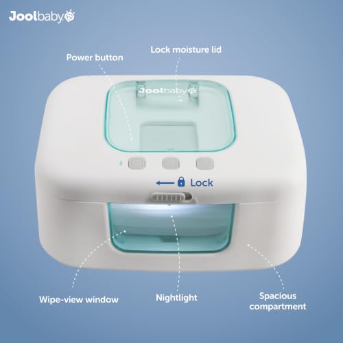 Jool Baby TinyBums Baby Wipe Warmer & Dispenser with LED Changing Light & On/Off Switch (Aqua)