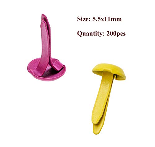 image for Penta Angel Paper Fasteners 200Pcs Colorful Mini Brads Round Brass Met