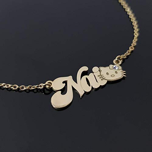 Personalized Hello Kitty Name Necklace For Girls Customize Any Name With Birthstone, Perfect Gift For Little Girl Custom Kitty Jewelry