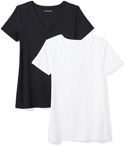 Amazon Essentials Women's 2-Pack Classic-Fit Short-Sleeve V-Neck T-Shirt 1 Amazon Essentials Women's 2-Pack Classic-Fit Short-Sleeve V-Neck T-Shirt
