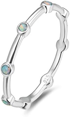Ferris Wheel Japanese Opalite Sterling Silver Stacking Ring (Style ST07)