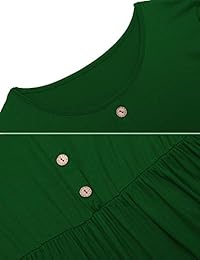 SimpleFun - Camisetas plisadas con botones de manga corta para mujer