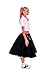 Hip Hop 50's Shop 1950s Adult 4 Piece Poodle Skirt Costume Outfit for Women with Accessories (glasses, socks, scarf) (XLarge/XXLarge, Black w/Pink)